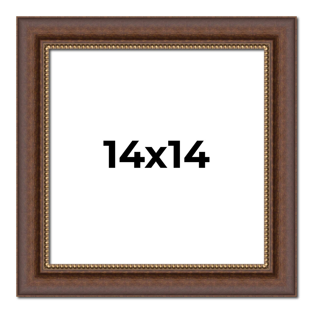 14x14 Traditional Brown Picture Frame - UV Acrylic, Foam Board Backing, Hanging Hardware